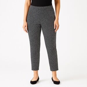 J.Jill Wearever Collection Slim Ankle Pants Black White Geometric Print Petite L